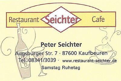 gelbe Visitenkarte Restaurant Seichter