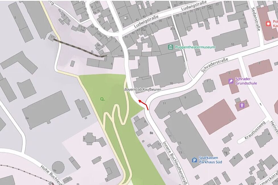 Stadtplan mit Pfeil