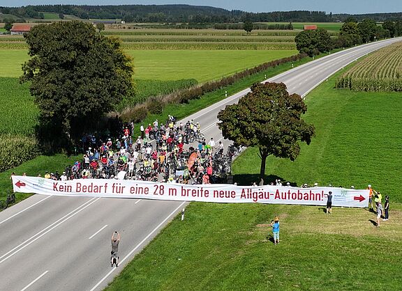 Luftbild einer Demonstration