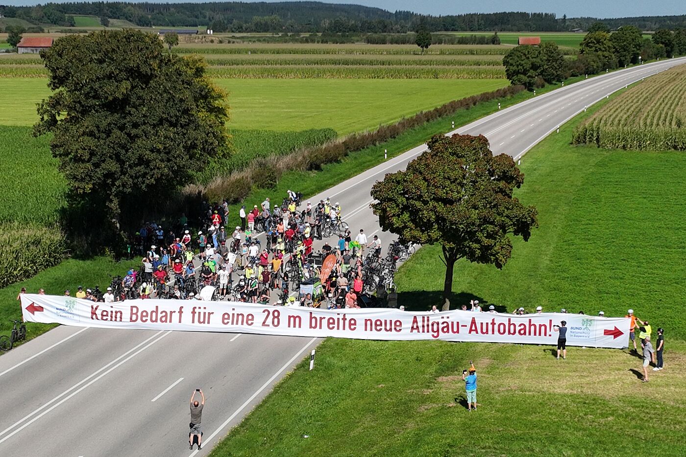 Luftbild einer Demonstration