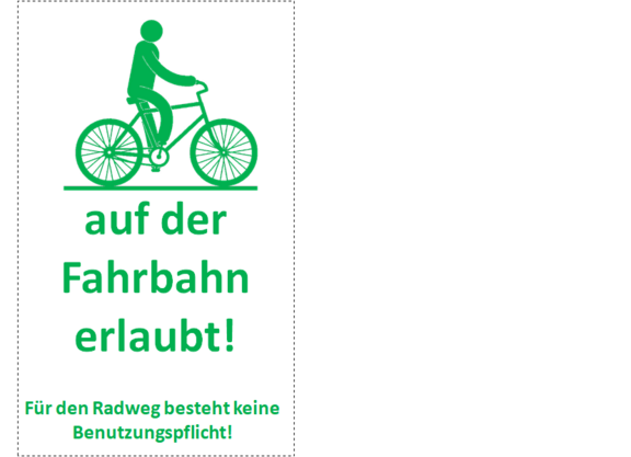Fahren auf der Fahrnabhn erlaubt.